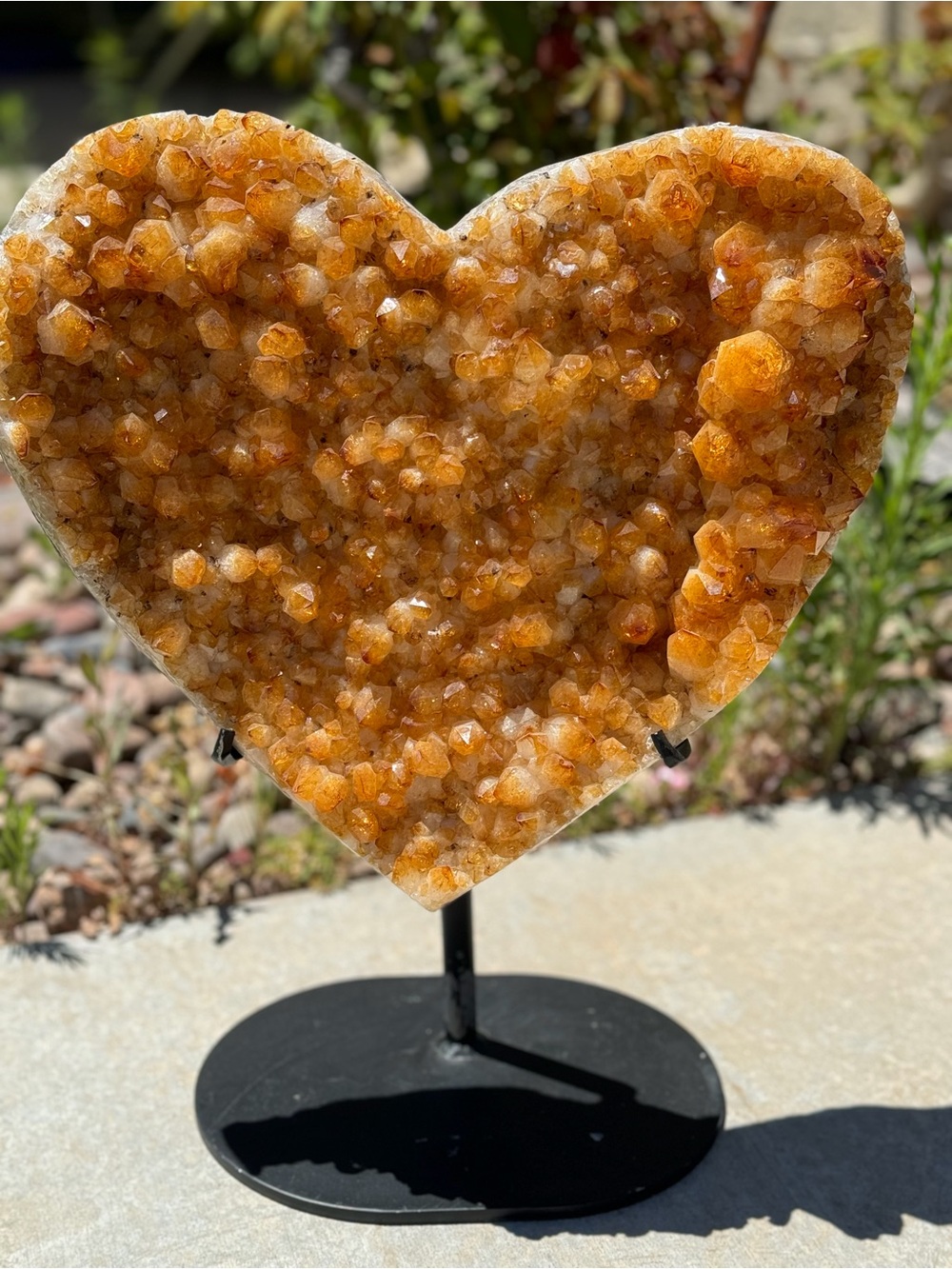 Large Golden Citrine Druzy Heart on Stand — 18” x 16” - Picture 9 of 11
